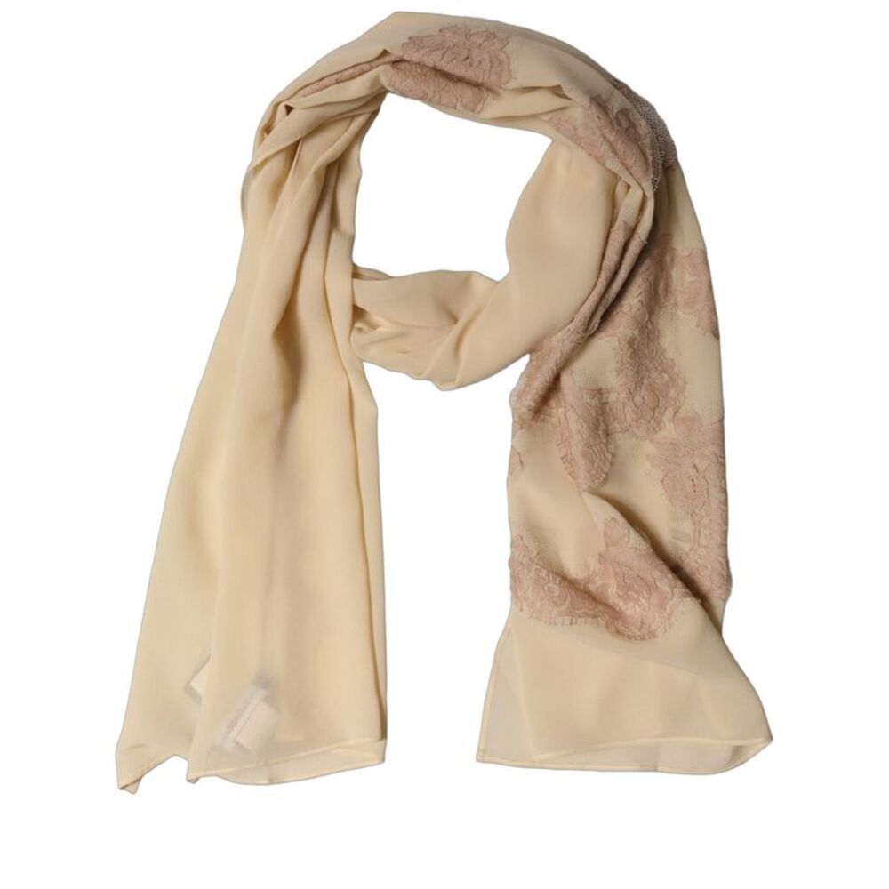 Dolce & Gabbana Light Beige Ornate Lace Neck Shawl Women's Scarf